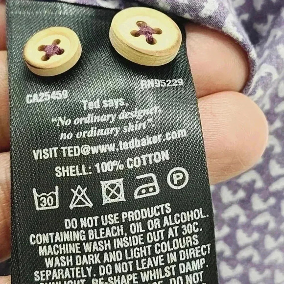 Ted Baker London Printed Button down Long sleeve Men's Dress Shirt 16 - Picture 6 of 7